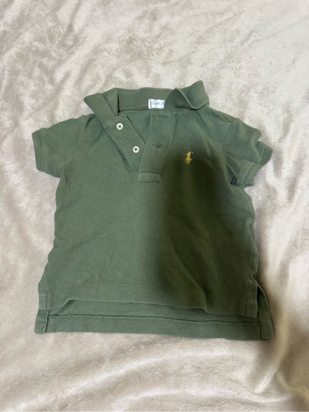 Ralph Lauren Olive Green Polo Shirt for Kids with Yellow Pony